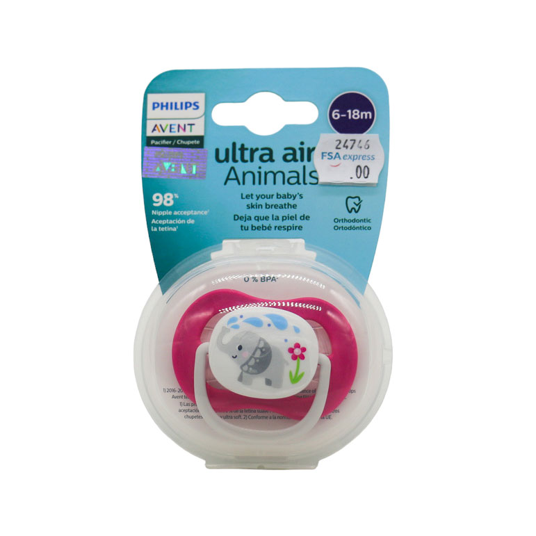 Philips Avent Ultra Air Chupete – 4 chupetes ligeros y transpirables para  bebés de 6 a 18 meses, sin BPA, con estuche de transporte esterilizador